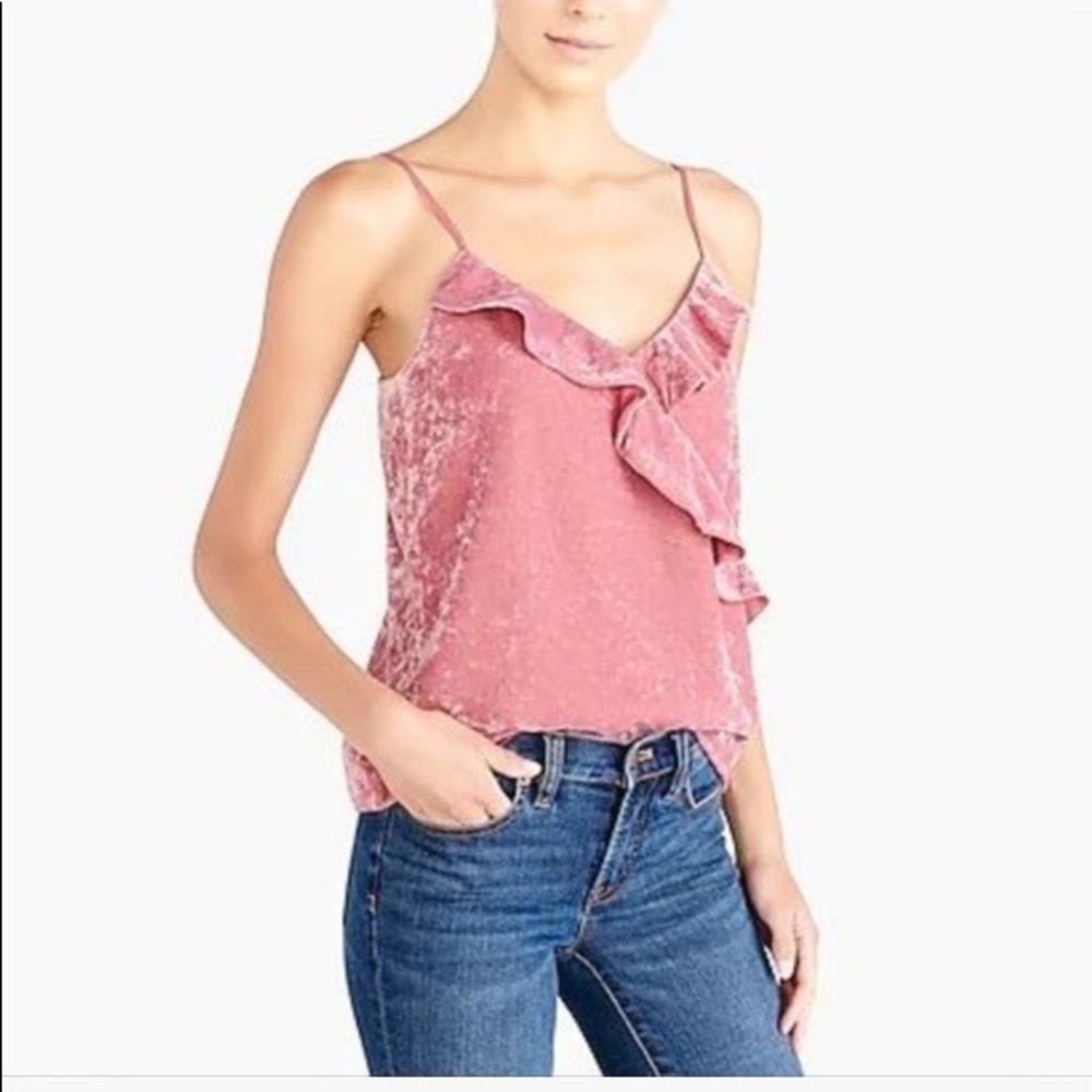 NWT Jcrew Velvet Ruffle Cami M